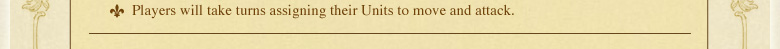 Players will take turns assigning their Units to move and attack.