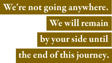 We're not going anywhere. We will remain by your side until the end of this journey.